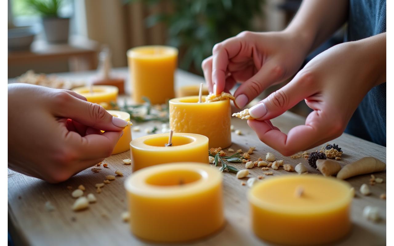 天然素材のキャンドルを作るワークショップ風景